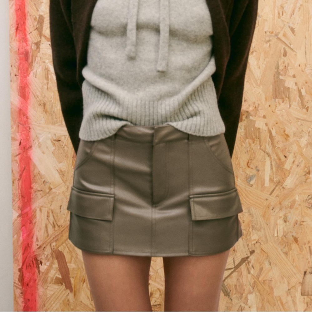 Zara Olive Tan Mini Skort